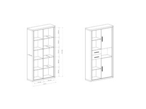 Miniaturka 4 - Regał Kalmeo 97 cm na rysunku wymiarowym z rozkładem półek
