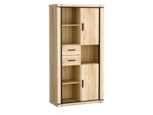 Miniaturka 2 - Regał Kalmeo 97 cm Dąb sonoma z półkami i dwiema szufladami
