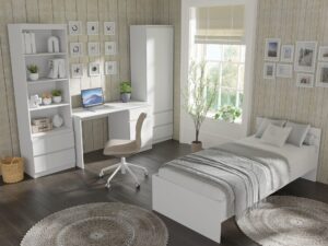 Miniaturka 6 - Regał Malvero 60 cm z drzwiami i 2 szufladami biały mat – zdjęcie 7