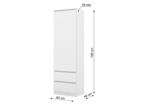 Miniaturka 3 - Regał Malvero 60 cm z drzwiami i 2 szufladami biały mat – zdjęcie 4