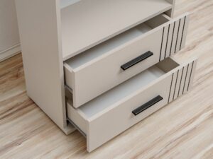 Miniaturka 2 - Szafka z szufladami beżowa z czarnymi uchwytami