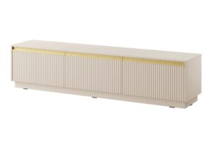 Miniaturka 2 - Szafka RTV Regalio 180 cm beż piaskowy – trzy ryflowane drzwi