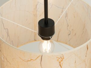 Miniaturka 24 - Regulowana lampa wisząca Elaria 40 cm beżowy marmur – detal wnętrza abażuru z żarówką