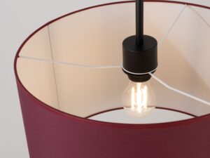 Miniaturka 8 - Regulowana lampa wisząca Elaria 40 cm burgundowy – detal wnętrza abażuru z żarówką