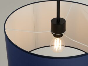 Miniaturka 16 - Regulowana lampa wisząca Elaria 40 cm granatowy – detal wnętrza abażuru z żarówką