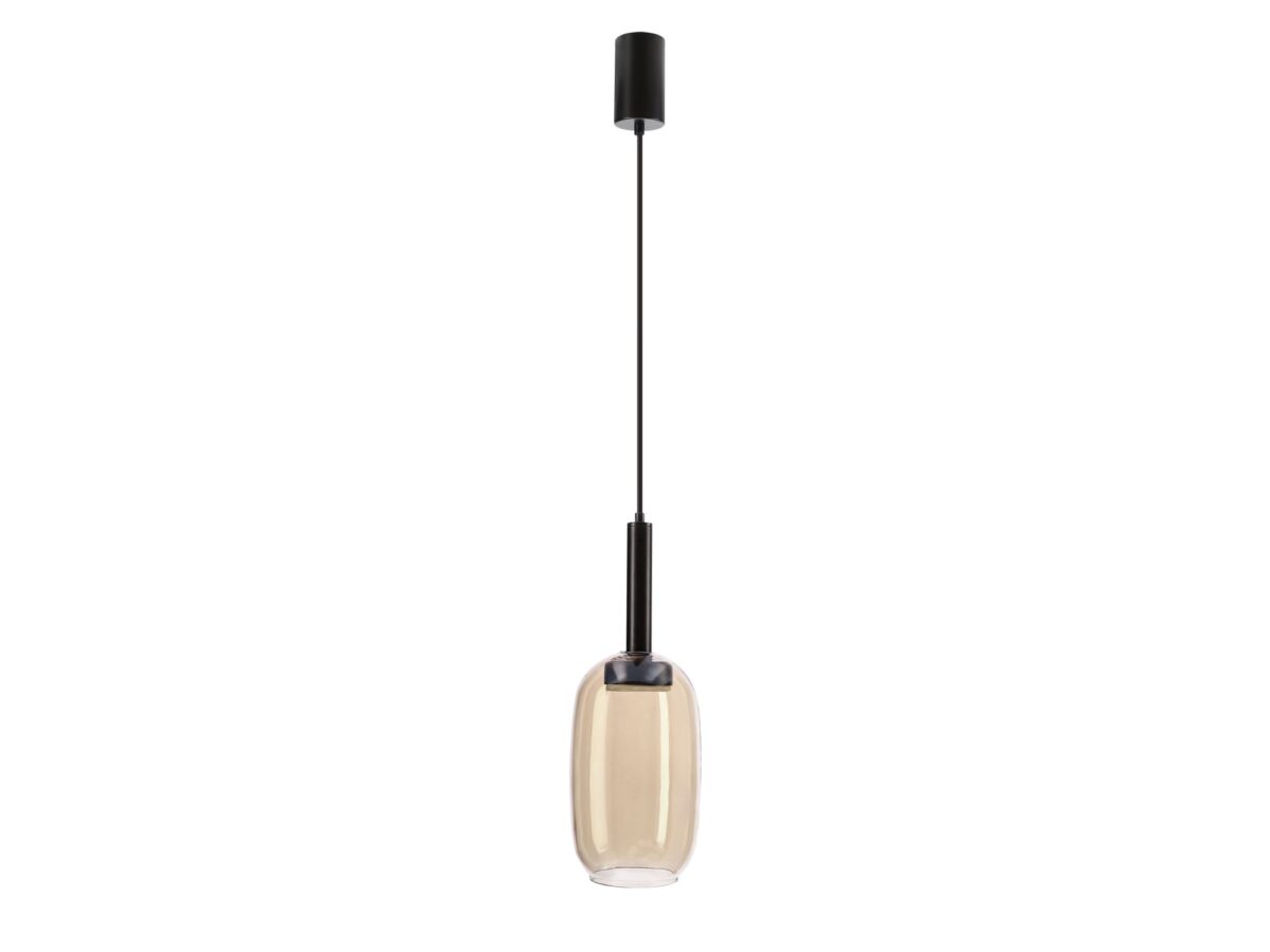 Lampa wisząca Rominia czarna bursztynowe szkło GX53