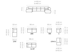 Miniaturka 5 - Moduł narożny Rovelia 100 cm z siedziskiem 80 cm – zdjęcie 5