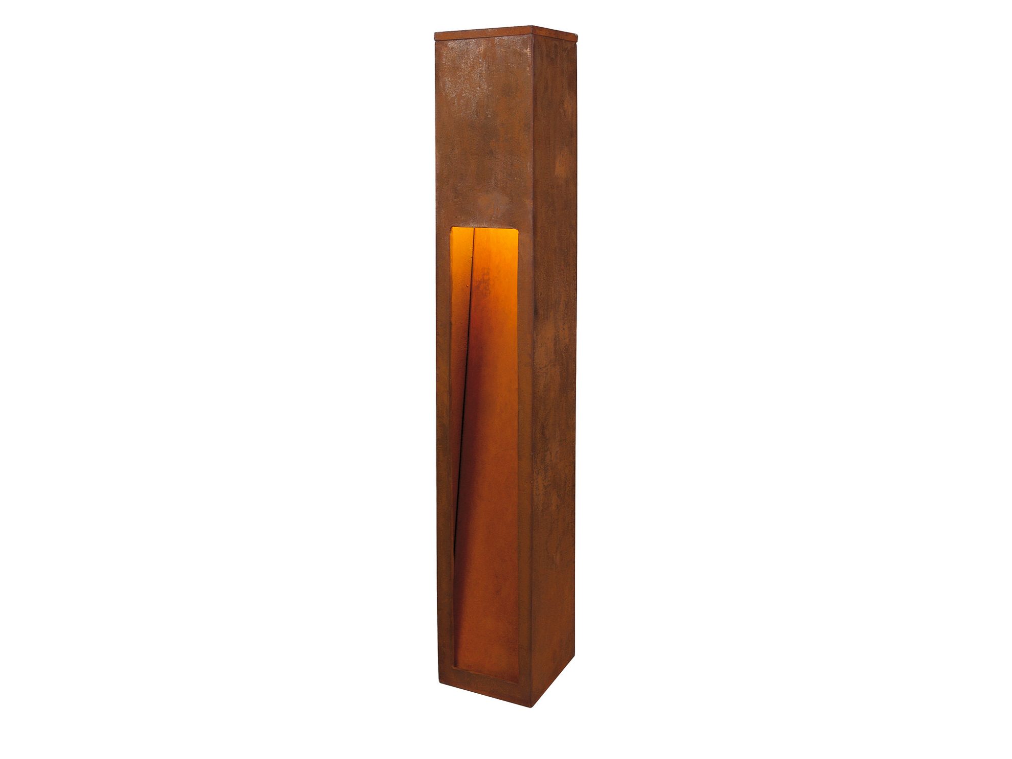 Rdzawa lampa ogrodowa Rusty Slot o wysokości 80 cm