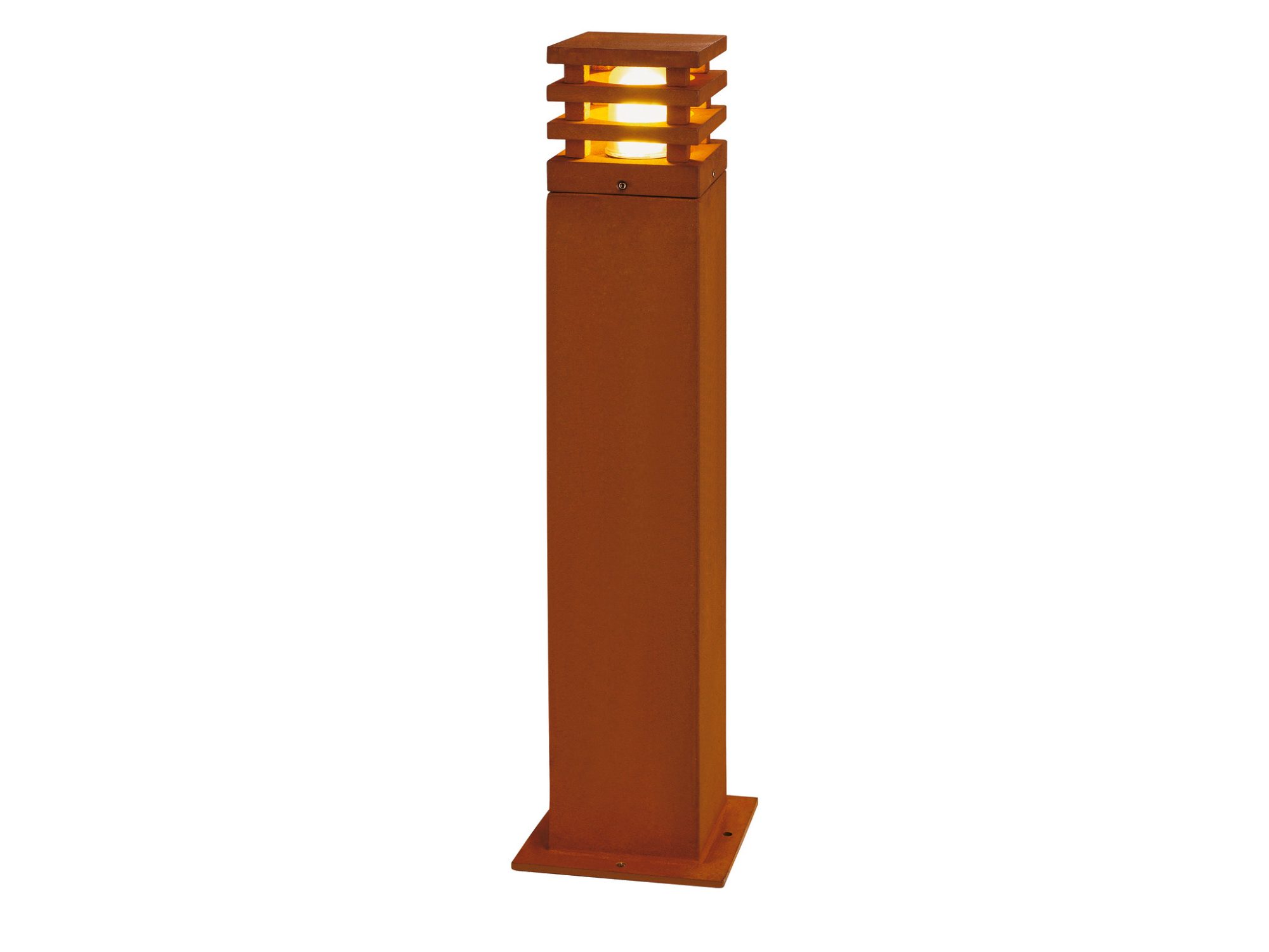 Słupek oświetleniowy Rusty Square 71 cm z patynowaną stalową obudową