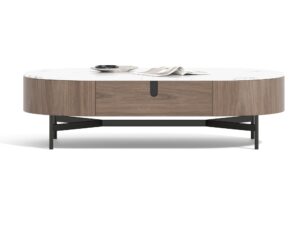 Miniaturka 3 - Stolik kawowy Solenne z naczyniem i książką na jasnym blacie