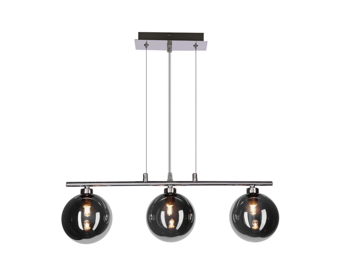 Lampa wisząca Salamona chromowana z 3 grafitowymi kloszami G9