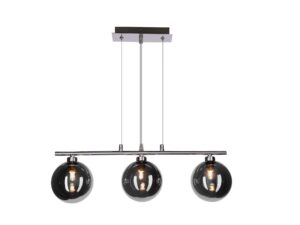 Miniaturka 2 - Chromowana lampa wisząca Salamona z trzema grafitowymi szklanymi kloszami G9
