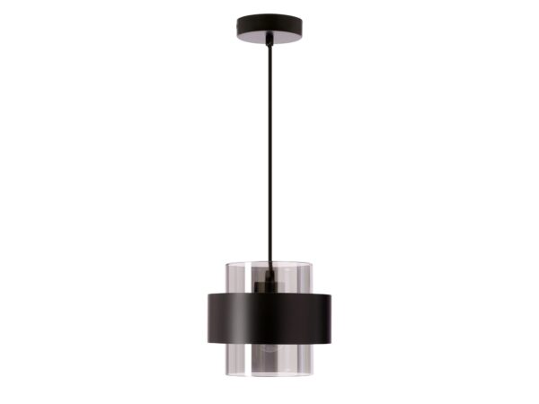 Lampa wisząca Salidena czarna z dymionym szklanym kloszem