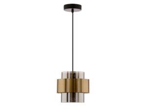 Miniaturka 1 - Salidena pojedyncza lampa czarna z mosiężną obręczą klosza