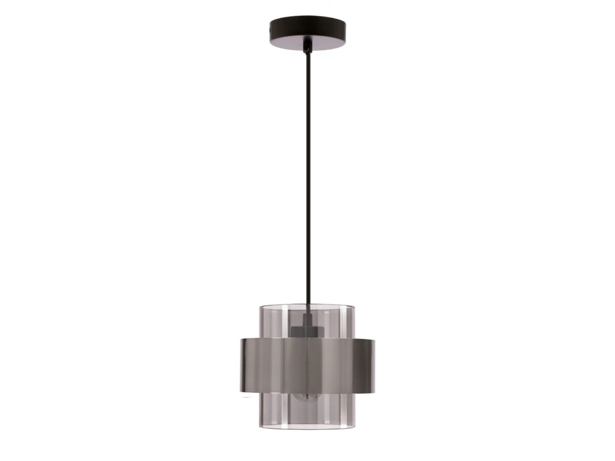 Salidena – lampa wisząca pojedyncza E27, szkło dymione