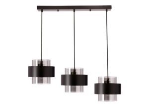 Miniaturka 1 - Salidena potrójna czarna lampa wisząca z dymionym szkłem