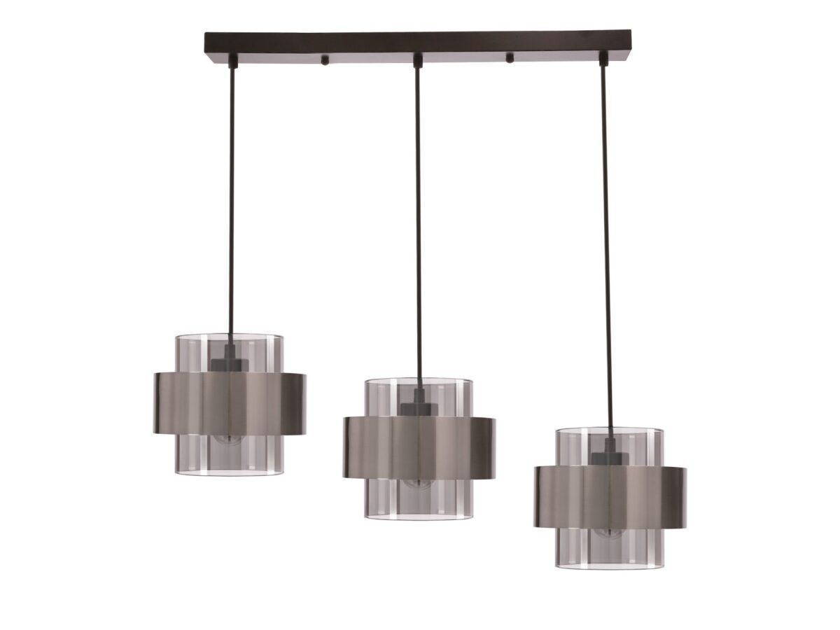 Salidena – lampa wisząca potrójna 3×E27, szkło dymione
