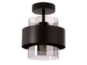 Miniaturka 2 - Czarna lampa sufitowa Salidena z dymionym szklanym kloszem