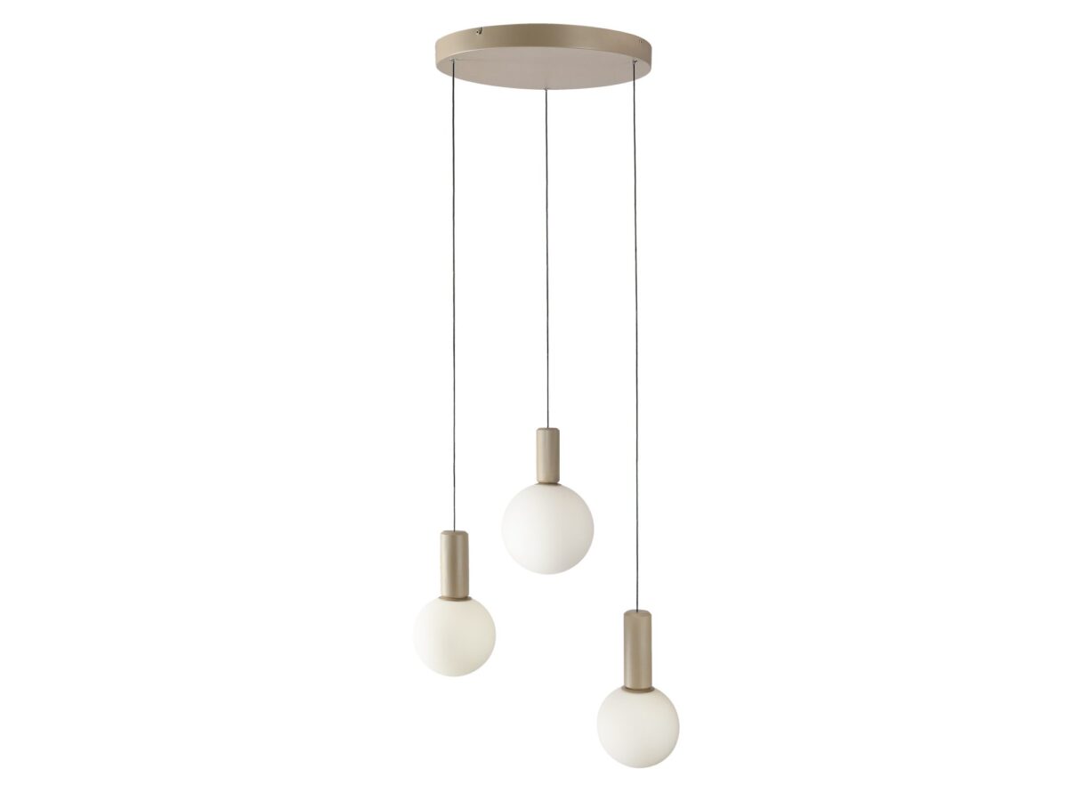 Lampa wisząca Salinira beżowa z 3 białymi kulami G9