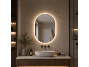 Miniaturka 3 - Pionowa owalna Salivia LED nad małą umywalką