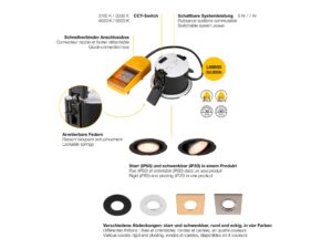 Miniaturka 2 - Schemat techniczny serii Universal Downlight z ustawieniami temperatury i mocy