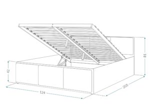 Miniaturka 4 - Schemat wymiarowy łóżka Limone T Wood 120 na 200 cm