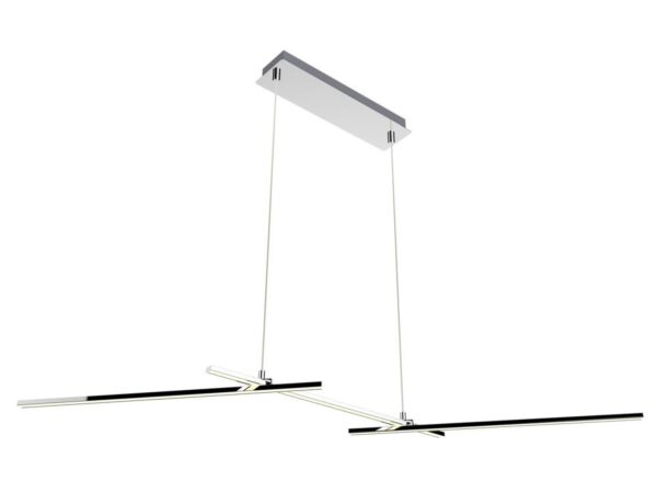 Lampa wisząca Seleda chromowana z dwiema liniowymi listwami LED na białym tle