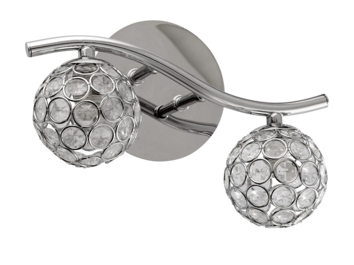Lampa sufitowa Serelia chrom 2 kryształowe kule G9