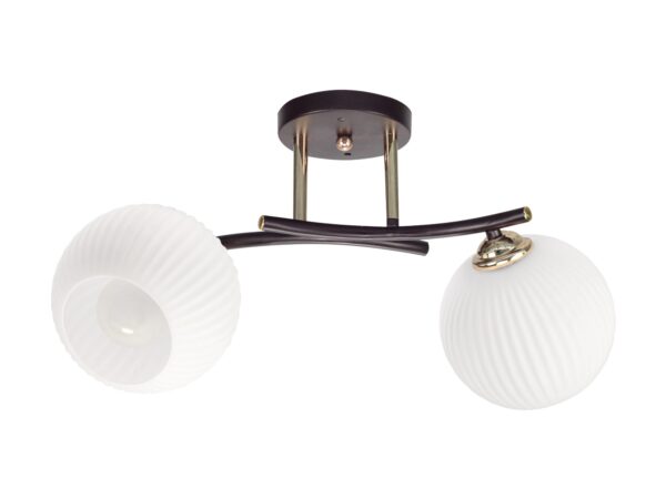 Lampa sufitowa Serodeta brunatno-złota z białymi szklanymi kloszami