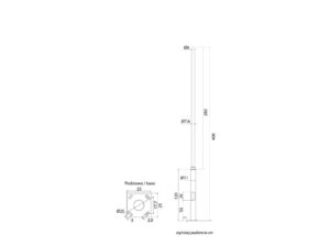 Miniaturka 1 - Rysunek wymiarowy słupa stalowego 400 cm LS-LB-H4000 POLE