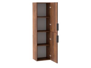 Miniaturka 9 - Słupek łazienkowy Tamira 130 cm Orzech Warmia, otwarte drzwi i półki.