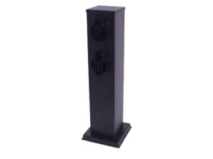 Miniaturka 1 - Czarny słupek ogrodowy 40 cm z dwoma gniazdami z klapkami, packshot na białym tle