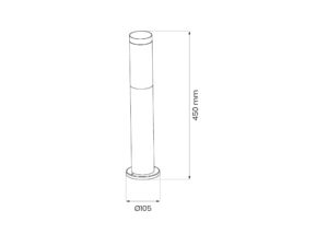 Miniaturka 4 - Słupek Olerona inox rysunek wysokości 45 cm i średnicy podstawy 10,5 cm