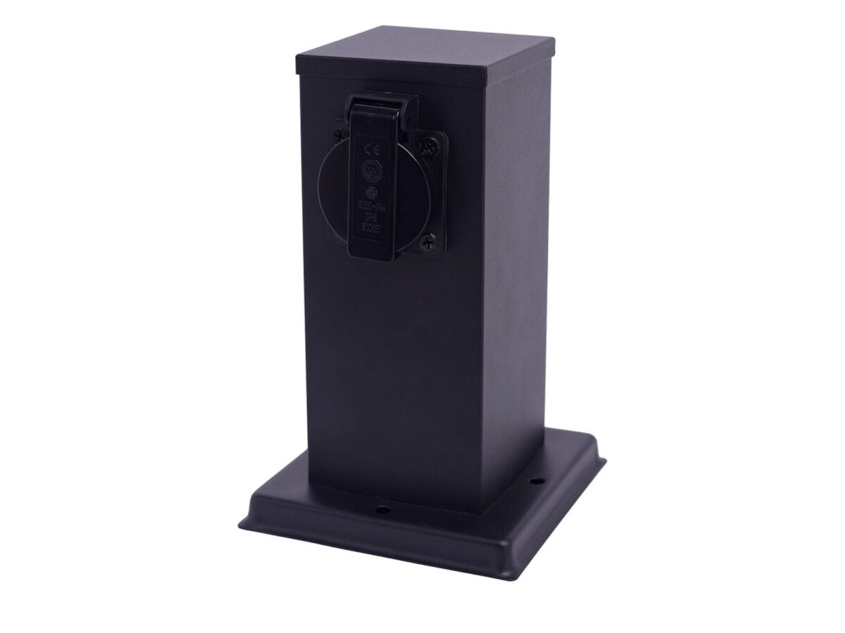 Słupek ogrodowy z 2 gniazdami Schuko 16 A czarny – 20 lub 40 cm