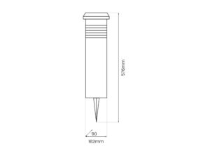 Miniaturka 4 - Czarny słupek solarny rysunek 576 mm wysokości i szerokości 162 mm
