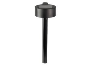 Miniaturka 6 - Czarny słupek solarny LED 37,5 cm z okrągłą oprawą na białym tle