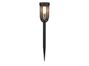 Miniaturka 5 - Czarny słupek solarny LED 45 cm z kolcem do gruntu na białym tle