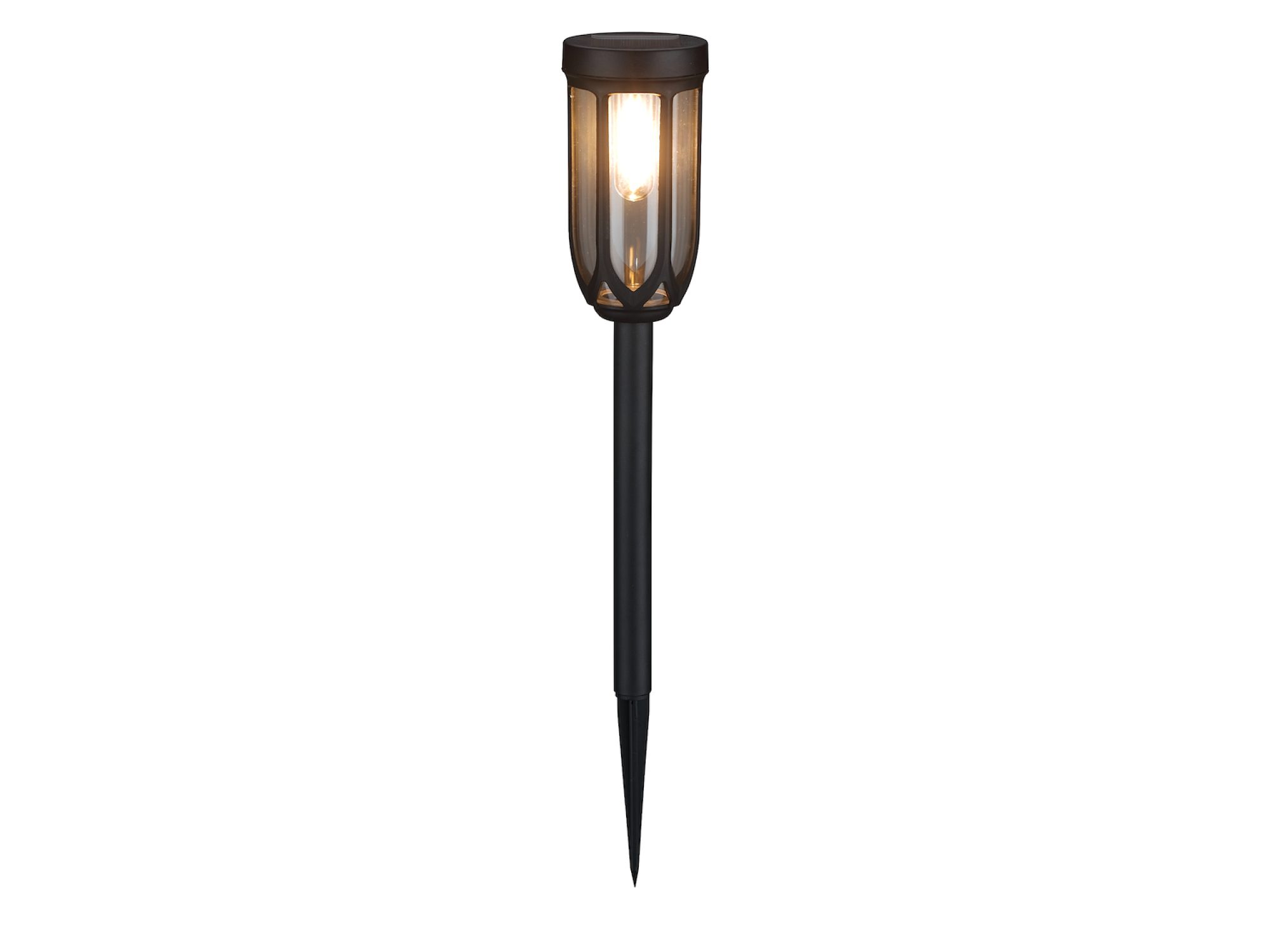 Czarny słupek solarny ogrodowy LED 45 cm na białym tle