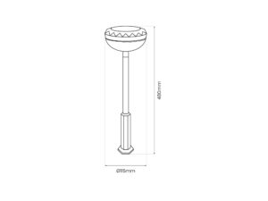 Miniaturka 6 - Schemat wymiarowy pojedynczego słupka solarnego 480 mm wysokości i 115 mm średnicy