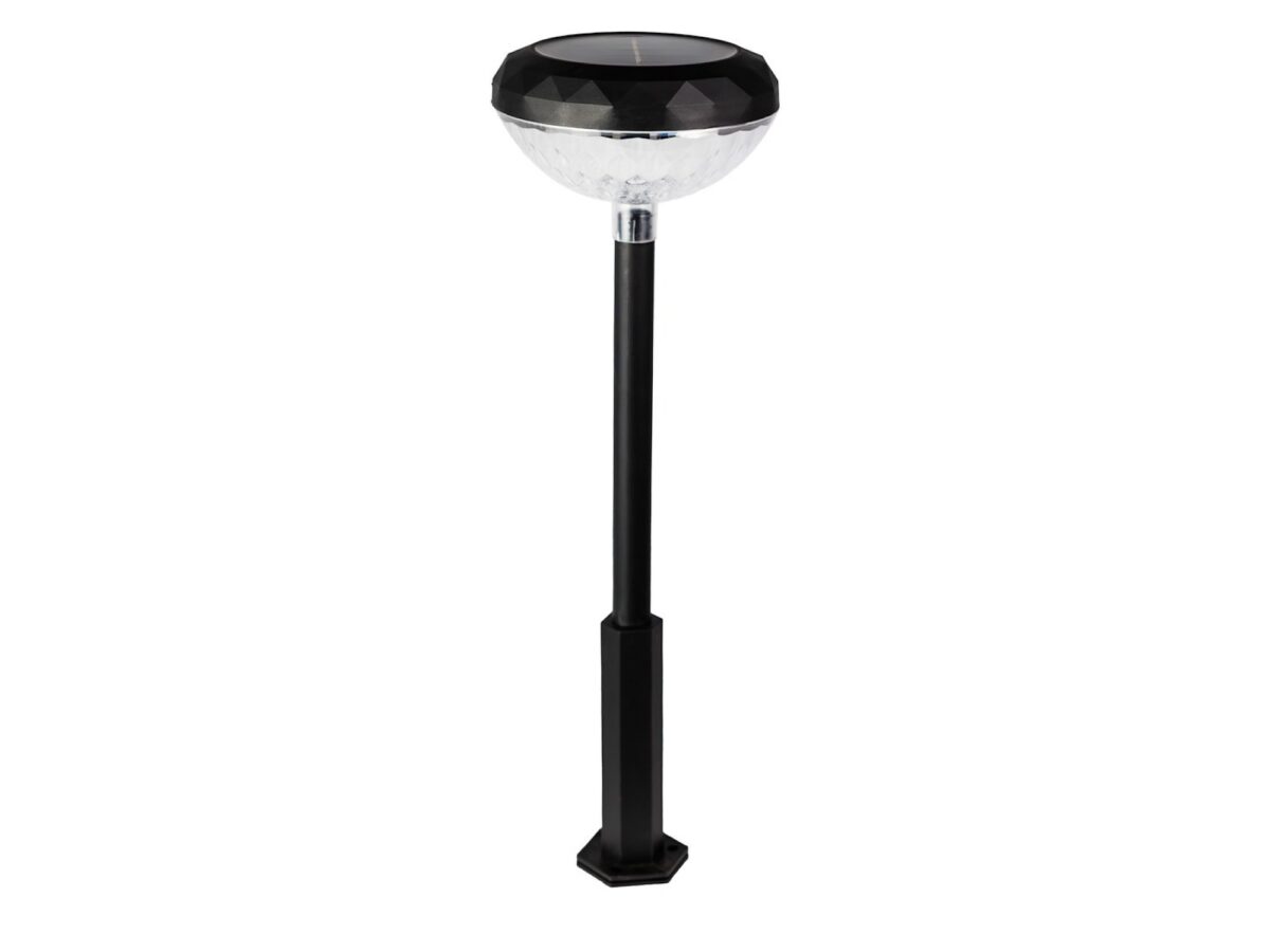 Słupki solarne ogrodowe LED RGB 48 cm IP44 czarne – zestaw 2 szt.