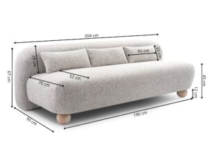Miniaturka 3 - Sofa Avelora – wymiary 204 × 93 × 67 cm