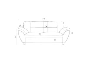 Miniaturka 1 - Sofa trzyosobowa z profilowanym oparciem Belcaro 210 cm – zdjęcie 2