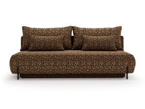 Miniaturka 6 - Sofa trzyosobowa Canvio z pojemnikiem w brązowej tkaninie, widok z przodu na białym tle