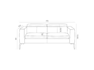 Miniaturka 2 - Sofa dwuosobowa z regulowanymi zagłówkami Celvaro 170 cm – zdjęcie 3