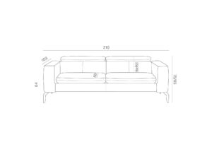 Miniaturka 1 - Sofa trzyosobowa z regulowanymi zagłówkami Celvaro 210 cm – zdjęcie 2