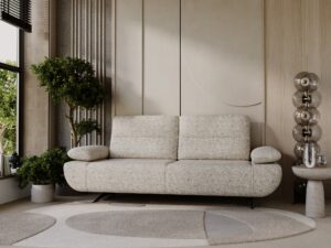 Miniaturka 6 - Trzyosobowa sofa Covina w aranżacji rodzinnego salonu z kremowym obiciem