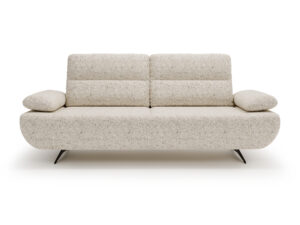 Miniaturka 6 - Trzyosobowa sofa Covina w kremowym obiciu, widok z przodu na białym tle