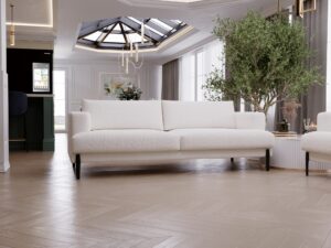 Miniaturka 6 - Sofa Delvora trzyosobowa w aranżacji salonu, przykładowe ustawienie w pokoju dziennym