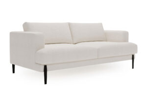 Miniaturka 1 - Kremowa sofa Delvora w ujęciu trzy czwarte na czarnych metalowych nóżkach