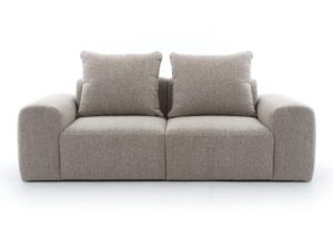 Miniaturka 4 - Sofa dwuosobowa Brunelio w jasnoszarobeżowej tkaninie – przód
